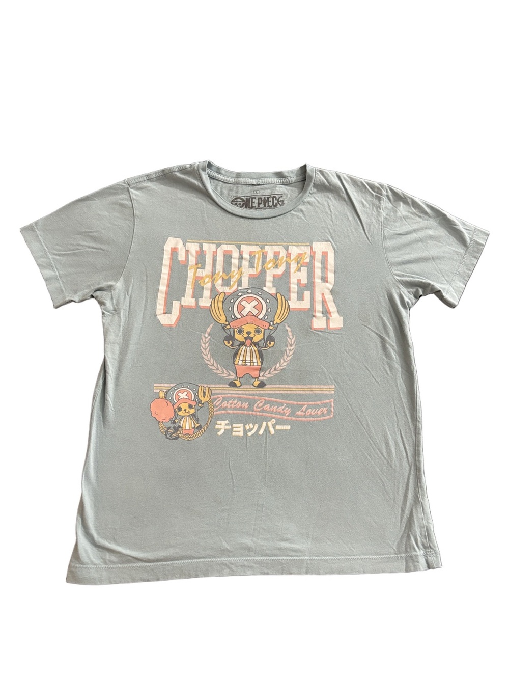 One Piece Tony Tony Chopper Anime Graphic Tee Large Blue Cotton Candy